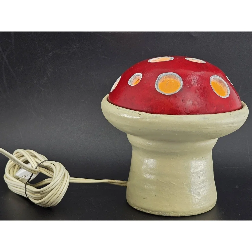 Vtg Toadstool Mushroom Table Lamp – Cozy Cottage Core Handmade Signed Artist